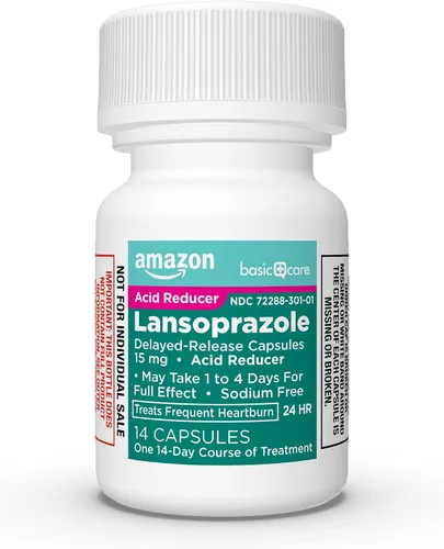 Vista 6 de Amazon Basic Care Lansoprazol Cápsulas de liberación retardada, 15 mg, trata la acidez estomacal frecuente, 14