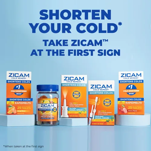Vista 2 de Zicam Remedio para el frío Spray nasal sin goteo con mentol refrescante y eucalipto, homeopático, sin zinc, medicina pre-fría, acorta la duración