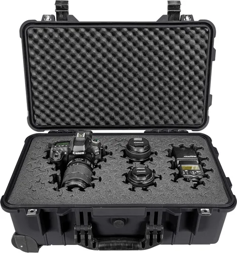 Vista 6 de Eylar Estuche rígido de 22 pulgadas con rodillo de mano con espuma Ragar XP Crosslink reconfigurable y reutilizable, impermeable, a prueba de golpes