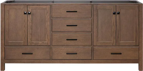Vista 19 de ARIEL Cambridge Mueble base de tocador de baño de 36 pulgadas, madera maciza, 2 puertas de cierre suave, 5 cajones de cola de milano, roble marrón