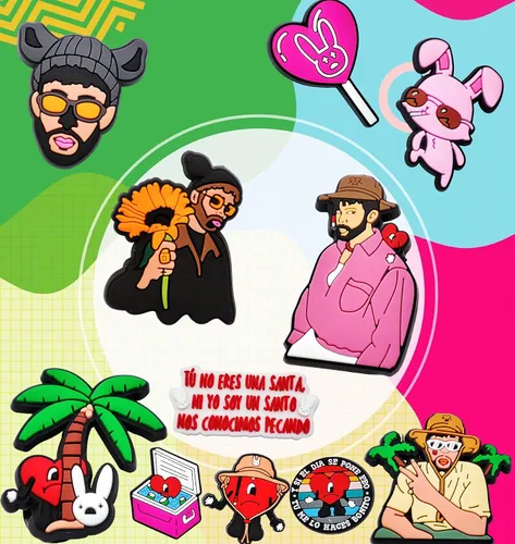 Vista 2 de 36 dijes para zapatos de conejo malo para sandalias de zueco de caricaturas, accesorios para niñas, niños, adolescentes, hombres y mujeres