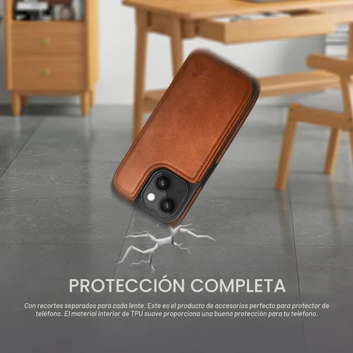 Vista 5 de DJDUCK Funda diseñada para iPhone 13 con tarjetero y cierre magnético, protección de cuero con bloqueo RFID, a prueba de golpes, para mujeres
