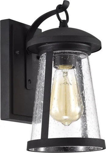 Vista 2 de Chloe Lighting Freya - Aplique de pared transitorio para exteriores, 1 luz, texturizado, negro, 11 pulgadas de altura