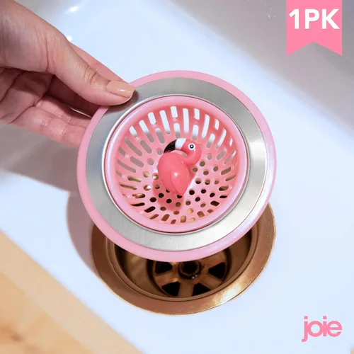 Vista 2 de Joie Flamingo - Cesta coladora para fregadero de cocina, se adapta a todos los fregaderos estándar, acero inoxidable, bonita cubierta de drenaje