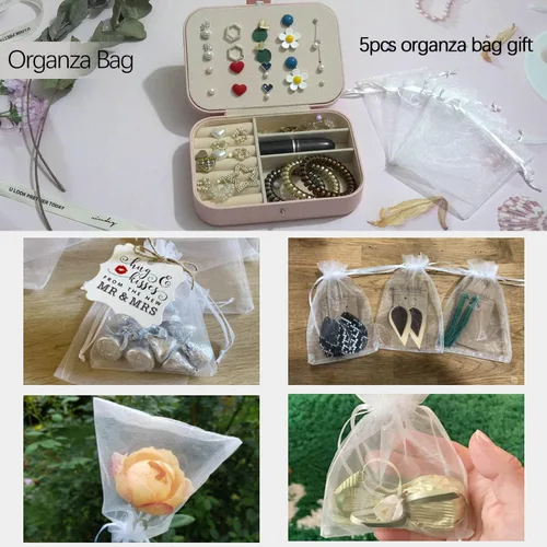 Vista 5 de LOIKMIUP Joyero de viaje joyero portátil de doble capa de piel sintética para anillos aretes collares pulseras cajas de almacenamiento organizadoras