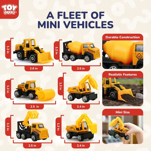 Vista 4 de TOY Life 28 piezas de juguetes de construcción para niños de 3 a 5 años, pequeños vehículos de construcción, juguete de caja de arena para niños