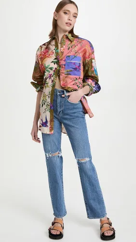 Vista 5 de Pistola Denim Jeans Cassie de tiro alto para mujer