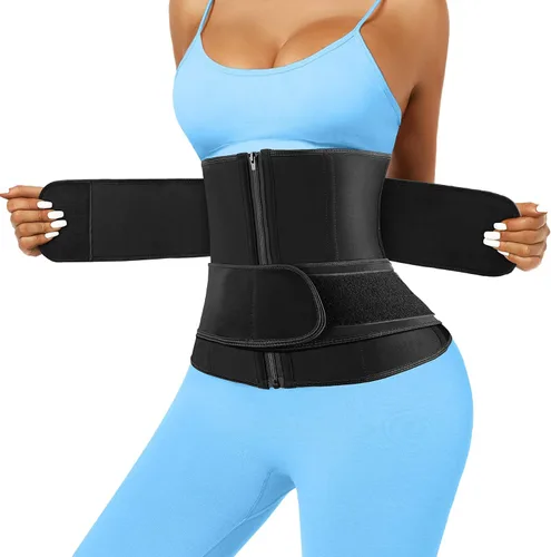 Vista 2 de Atbuty Entrenadores de cintura de torso corto para mujer, corsé debajo del busto, de látex, faja deportiva de reloj de arena