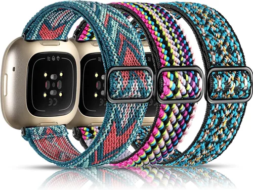 Vista 17 de Maledan Bandas Compatibles con Correas de Reloj Fitbit Versa 3/4 y Sense/Sense 2, Pulseras Deportivas de Tela Elástica Ajustable para Hombres