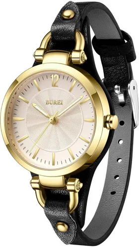 Vista 9 de BUREI Reloj de pulsera analógico de cuarzo para mujer, correa de cuero, reloj de pulsera Relogio Feminino, regalo para mujer