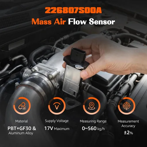 Vista 4 de BLUE ELF Mass Air Flow Sensor MAF 5 Pins for Nissan 350Z 2003-2009 3.5L, 370Z 2009-2020 3.7L Replaces 22680-7S000, 22680-7S00A