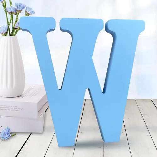Vista 25 de AOCEAN - Letras de madera azul de 6 pulgadas, letras de madera sin terminar para decoración de pared, letras decorativas en pie, cortes de letras