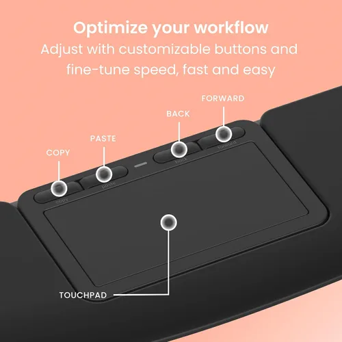 Vista 7 de Contorno táctil: panel táctil ergonómico con cable para Windows 10 y 11, trackpad de cristal multitáctil y de alta precisión, clic en cualquier