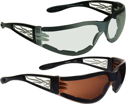 Vista 8 de Anteojos de sol con espuma, para motocicleta. Con diseño de llamas para hombres y mujeres