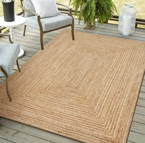 Vista 16 de Savi Home Alfombra de área tejida a mano de mezcla de lana y algodón 4x6', alfombra trenzada con textura tipo palomitas color marfil, alfombra suave