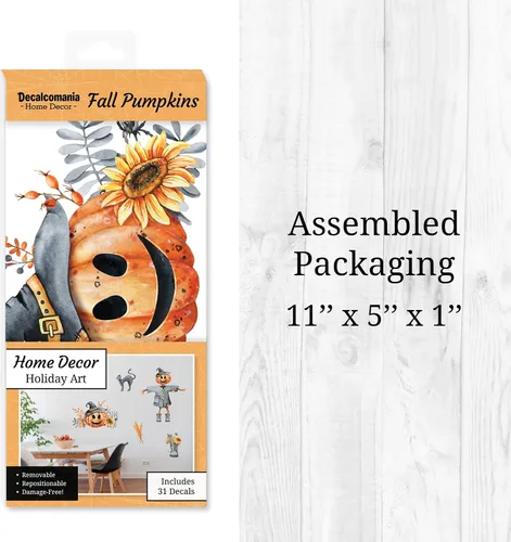 Vista 8 de Decalcomania - Calcomanías de pared para Halloween, juego de 31 calcomanías de decoración de calabazas de otoño para sala de estar, dormitorio