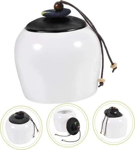 Vista 7 de BESTonZON Jarra de té de oficina para dulces, tarro de té de cerámica, recipiente sellado para alimentos, contenedor de café, contenedor