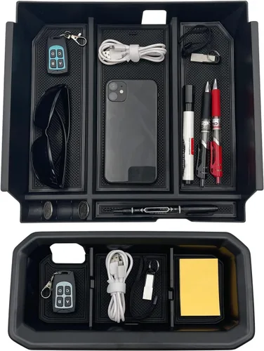 Vista 2 de Compatible con accesorios Toyota Tundra Organizador de bandeja de consola central para Tundra 2022 2023 2024 2025 Inserto ABS Caja de almacenamiento