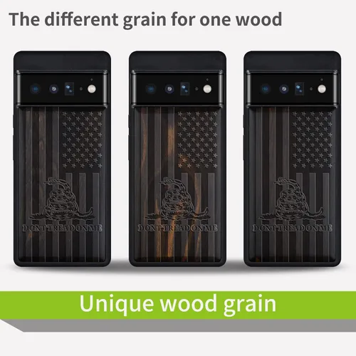 Vista 7 de Carveit Funda de madera para Pixel 6 Pro [madera real dura y TPU suave] a prueba de golpes, funda de madera única y elegante compatible con Google