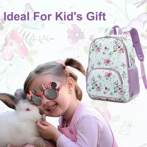 Vista 2 de Mochila escolar para niños y niñas, mochila escolar para preescolar y jardín de infantes, bolsas de guardería, púrpura, ((Butterfly-Purple)