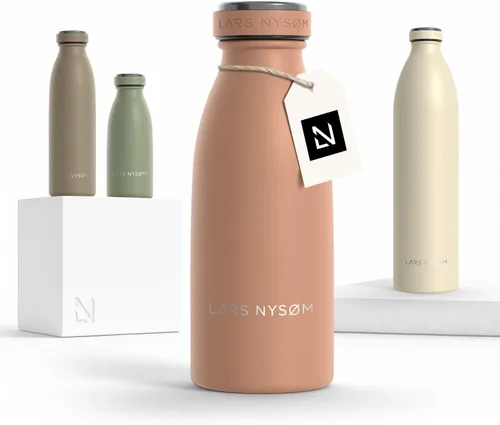 Vista 43 de LARS NYSØM Botella de agua aislada de acero inoxidable de 12 onzas, 17 onzas, 25 onzas, 34 onzas, 51 onzas, frasco térmico aislado para bebidas