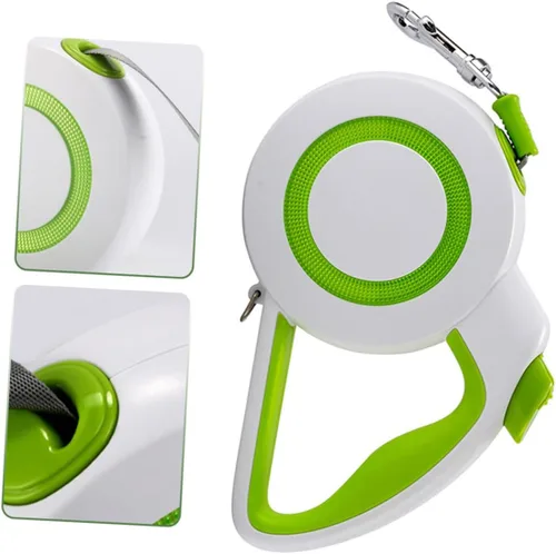 Vista 5 de Luxshiny Correa retráctil automática para perros, cuerda duradera para caminar al aire libre para perros y gatos, portátil, con una sola mano