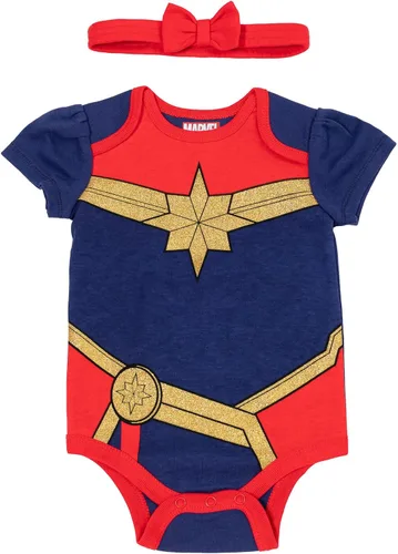 Vista 6 de Marvel Vengadores Capitán Marvel Capitán América Spiderman - Body de manga corta y diadema para bebés recién nacidos a bebés