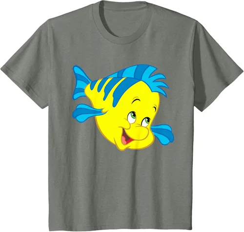 Vista 116 de Disney Camiseta de disfraz de cara grande de la Sirenita Flounder Sidekick