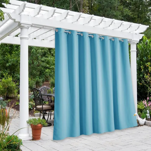 Vista 207 de NICETOWN Cortina para Exteriores para Patio Impermeable de 84 Pulgadas de Ancho, Aislamiento Térmico con Ojales Antioxidantes Bloqueo UV Cortina