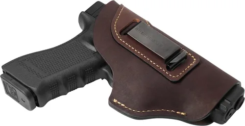 Vista 11 de Relentless Tactical IWB The Defender - Funda de cuero para pistolas S&W M&P Shield, GLOCK 17 19 22 23 32 33, Springfield XD & XDS, y pistolas