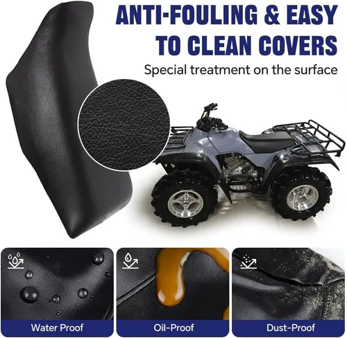 Vista 5 de PIT66 Funda para Asiento Negra Compatible con Honda Fourtrax 300 1988-2000 Funda para Asiento Weather-Resistant Black Replacement Seat Cover with