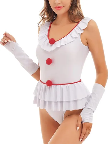 Vista 2 de IT Movie - Disfraz de cosplay de payaso sexy para mujer, disfraz de Halloween