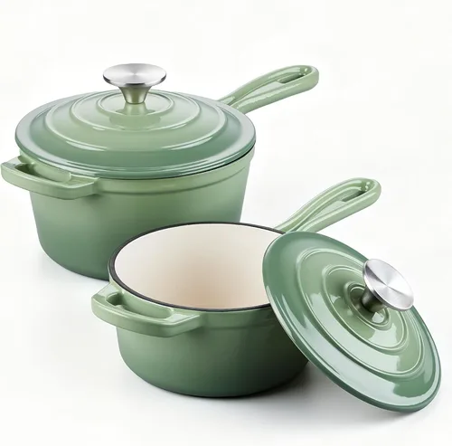 Vista 27 de E-far Sartén de hierro fundido esmaltado con tapa, cacerola de horno holandés de 1 cuarto de galón, mini olla para cocinar, hervir, saludable