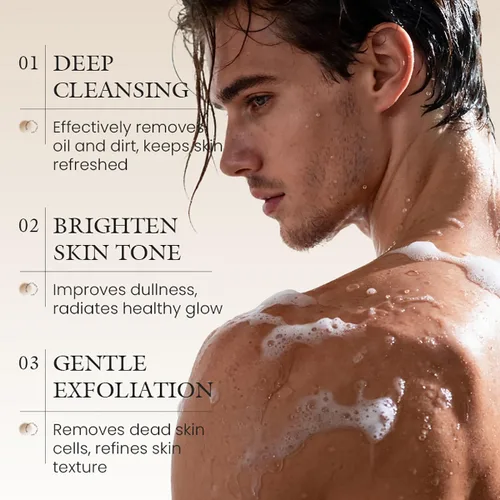Vista 3 de Jabón en barra 3 en 1 para hombre, aroma natural con infusión de hierbas, limpiador equilibrado de pH rico en humedad para cara, cuerpo y manos