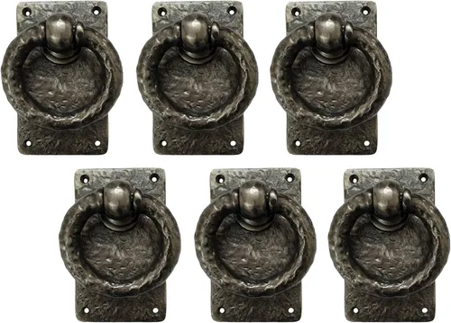 Vista 5 de Adonai Hardware Anillo de hierro fundido antiguo Adonikam de 3 pulgadas (suministrado como 2 piezas por paquete) - Negro mate