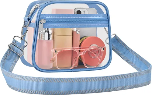 Vista 25 de Bolsa transparente para eventos de estadio, bolsa transparente para mujer, bolsa cruzada, correa de hombro ajustable para conciertos, deportes