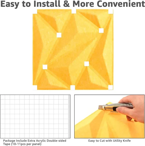 Vista 3 de Art3dwallpanels Paneles acústicos 20 unidades, paneles de pared insonorizados, paneles de amortiguación de sonido, paneles de pared 3D, paneles
