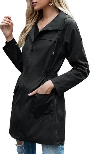 Vista 2 de Century Star Chaquetas de lluvia para mujer, impermeables, ligeras, cortavientos, con capucha, plegables