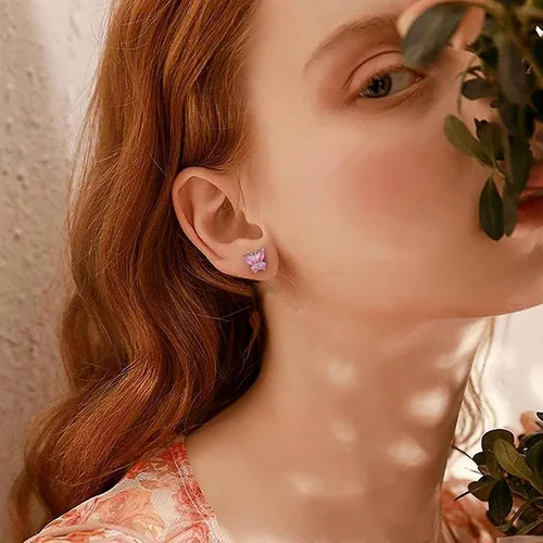 Vista 3 de Bestyle Collar con dije de mariposa con piedra natal de plata para mujeres, delicado y lindo regalo de joyería de mariposa para mujeres