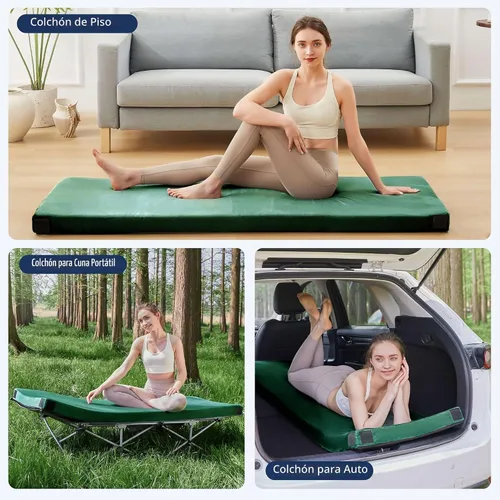 Vista 4 de HomeMate CertiPUR-US - Colchón de espuma viscoelástica para campamento, portátil, enrollable para adultos, colchoneta para dormir, colchoneta