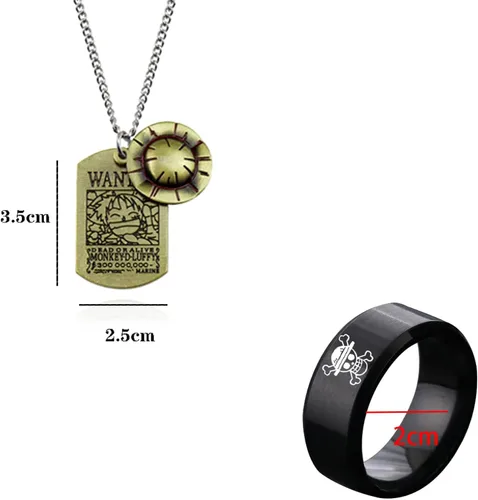 Vista 3 de UoYu Juego de 12 piezas One P Jewelry Luffy con colgante de esqueleto de paja sombrero de anime para hombre Zinc Sin gemas