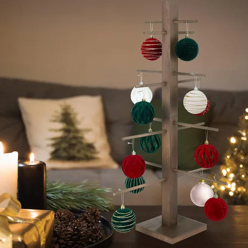 Vista 6 de Árbol de exhibición de adornos navideños de 32 pulgadas, centros de mesa para mesas, soporte para árbol de adornos de mesa, árbol artificial de mesa