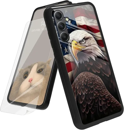 Vista 166 de Funda para Samsung Galaxy A12 5G con protector de pantalla, parte trasera de vidrio templado + TPU de silicona suave que absorbe los golpes