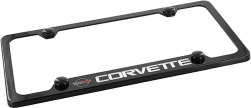 Vista 2 de Chevrolet Corvette C4 - Marco de matrícula grabado con parte inferior de metal con revestimiento negro