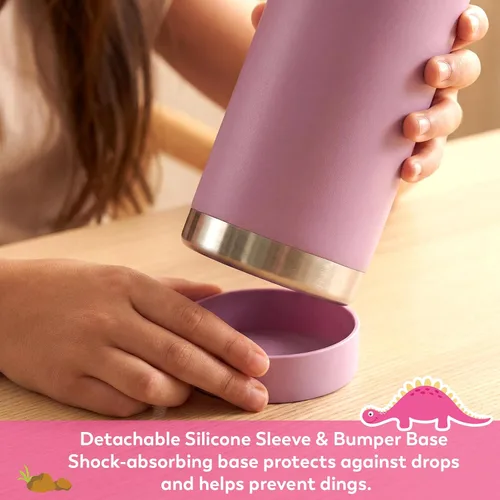 Vista 5 de Hydraful Botella de agua para niños de 12 onzas con tapa de pajilla, botella de acero inoxidable aislada al vacío, botella de agua deportiva sin BPA
