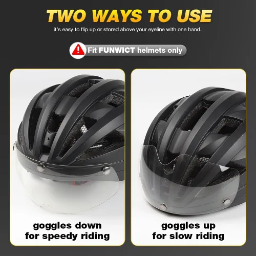 Vista 5 de Gafas de bicicleta magnéticas con casco, viseras solares extraíbles/desmontables para casco de bicicleta para ciclismo (Cristal)