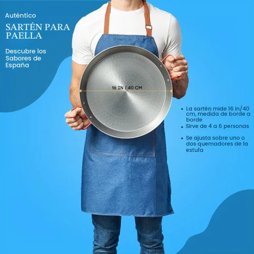 Vista 8 de Garcima olla para paella de acero al carbono, 16 pulgadas