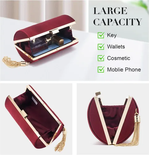 Vista 4 de Bolso de mano para mujer, bolso de noche con flecos, bolso de mano para mujer, bolso de mano de boda, bolso de mano con cadena, bolso cruzado