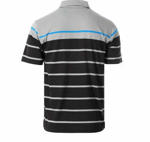Vista 2 de Gioberti Polo de contraste de rayas dobles para hombre con bolsillo - tinte de hilo 9328b - Gris Con Logo Delfín