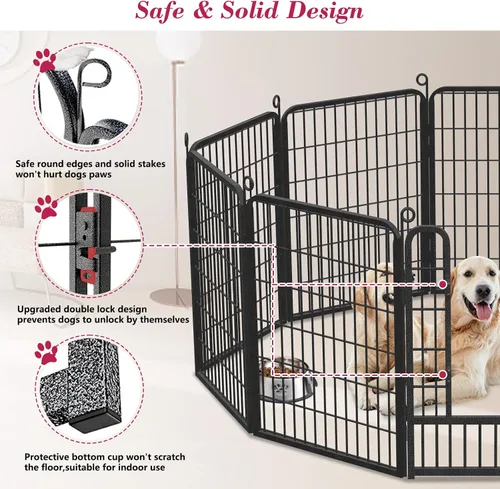 Vista 4 de Corralito para perros, 40 pulgadas de altura, 38 paneles de valla resistente para perros con puerta, corral de ejercicio antioxidante para perros